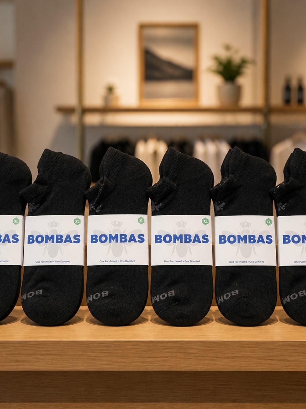BOMBAS Men's Black Lot of 8 Pairs Low Ankle Socks Size XL Arch Support
